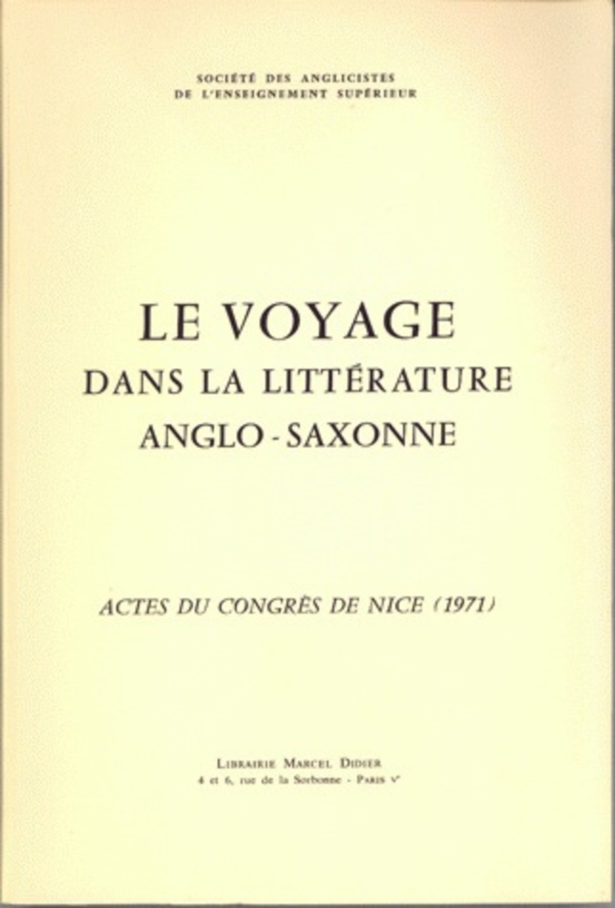 Le Voyage dans la littérature anglo-saxonne