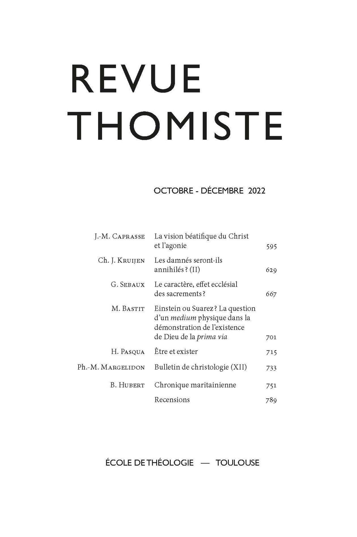 Revue thomiste - N°4/2022