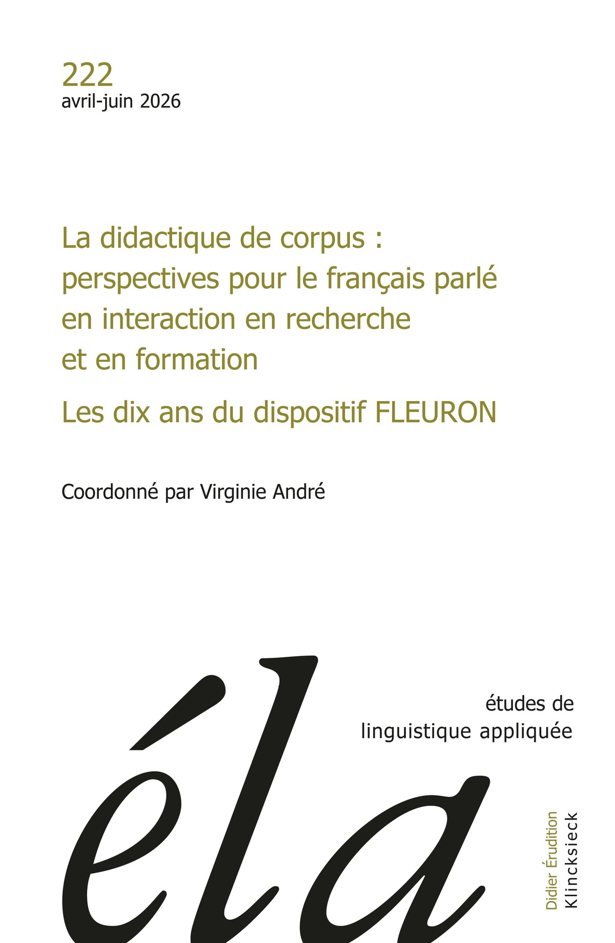 Études de linguistique appliquée - n°2-2026