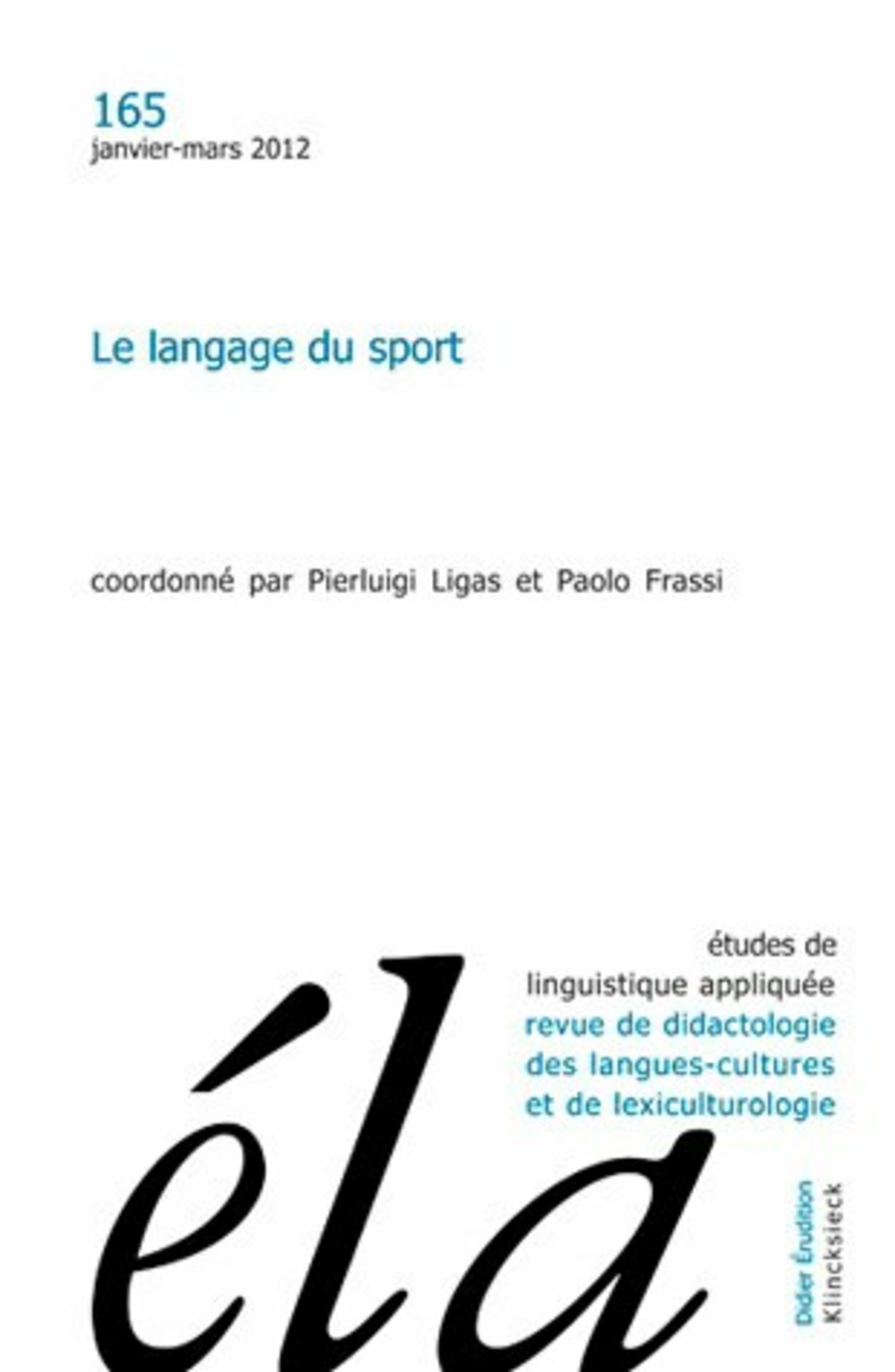 Études de linguistique appliquée - N°1/2012