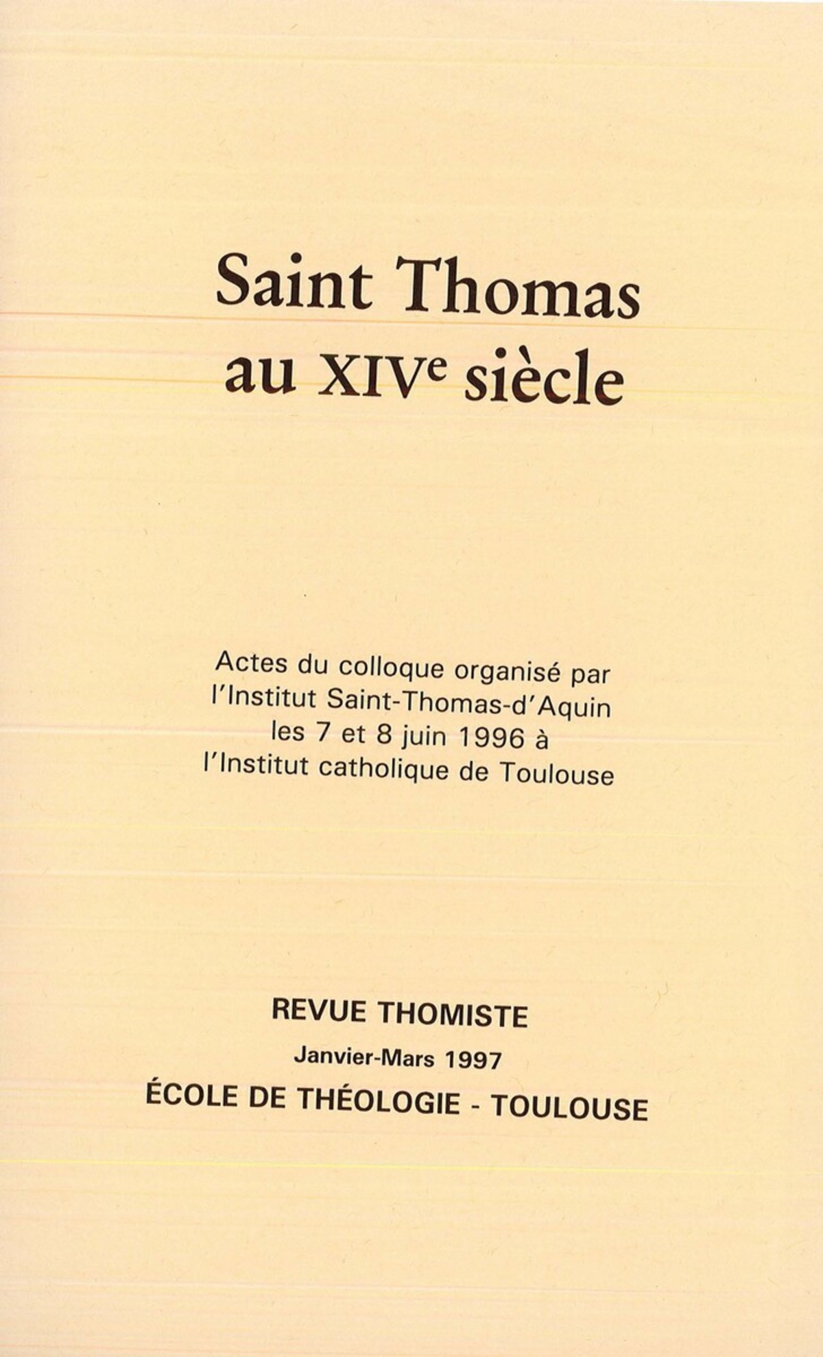 Revue thomiste - N°1/1997