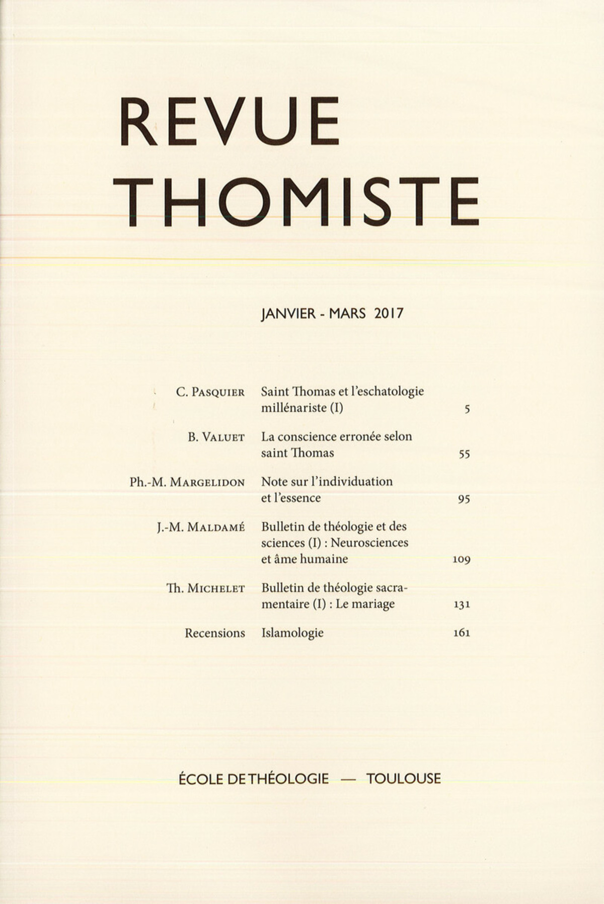 Revue thomiste - N°1/2017