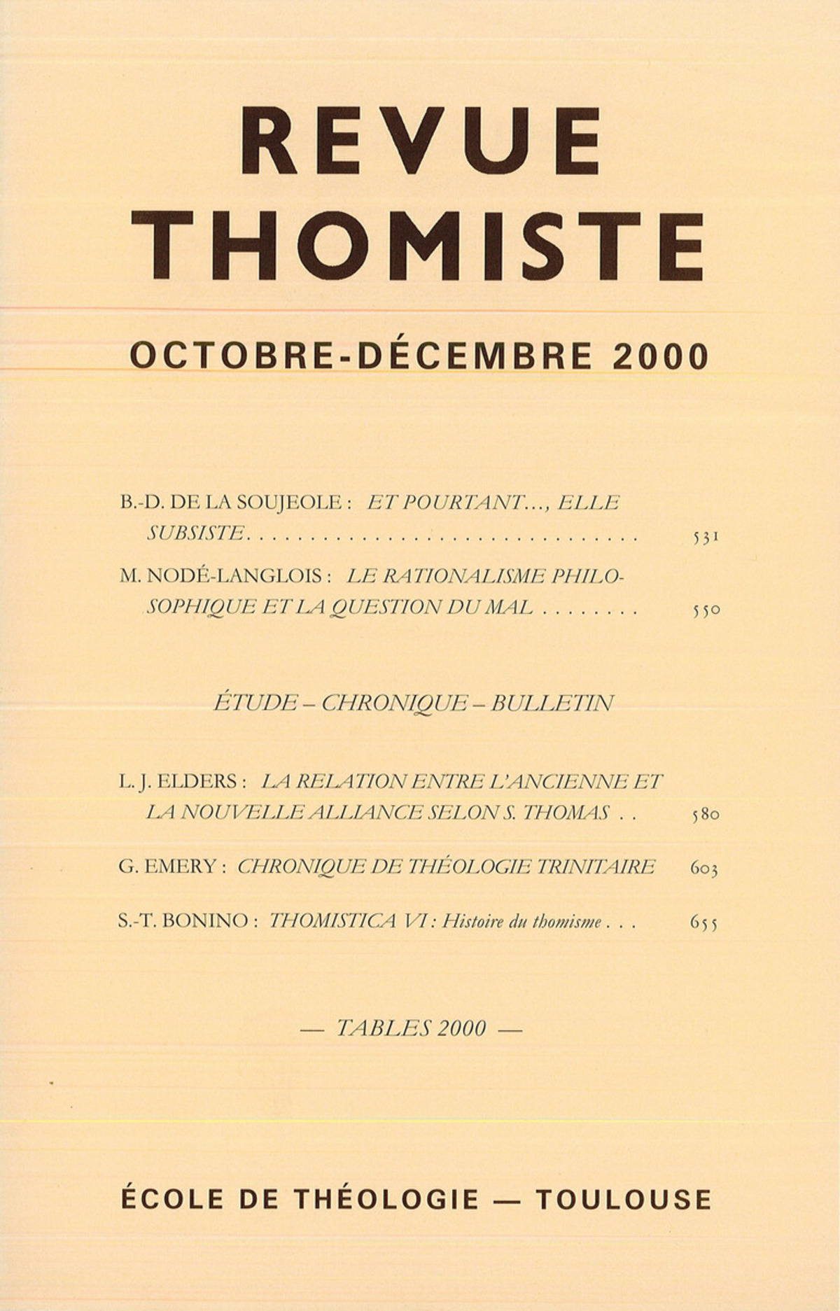 Revue thomiste - N°4/2000