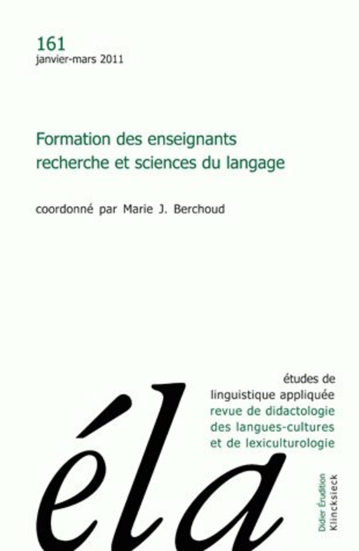 Études de linguistique appliquée - N°1/2011
