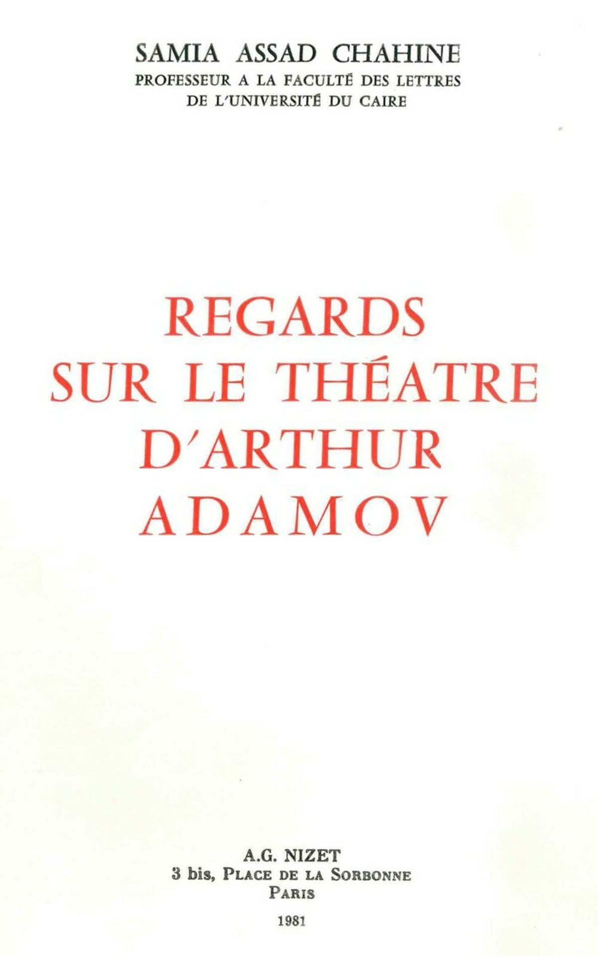 Regards sur le théâtre d'Arthur Adamov