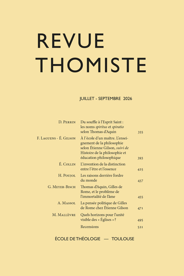 Revue thomiste - N°3/2026