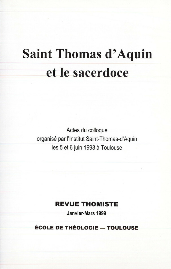 Revue thomiste - N°1/1999