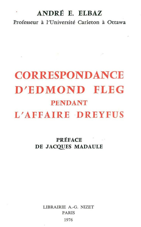 Correspondance d'Edmond Fleg pendant l'affaire Dreyfus