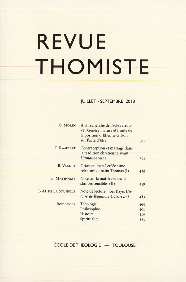 Revue thomiste - N°3/2018