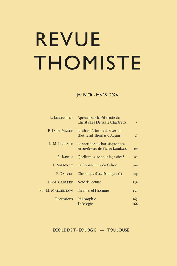 Revue thomiste - N°1/2026