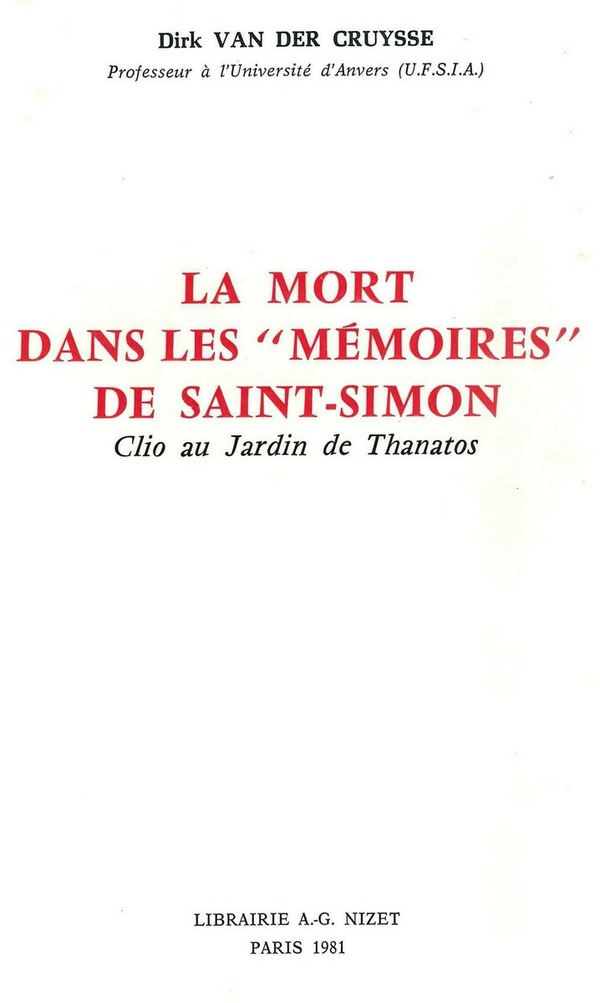 La Mort dans les Mémoires de Saint-Simon