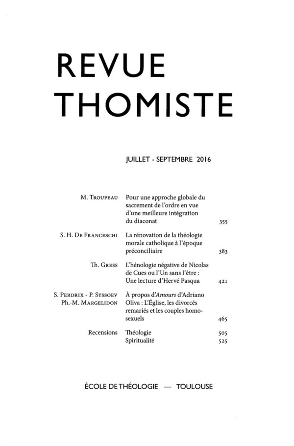 Revue thomiste - N°3/2016