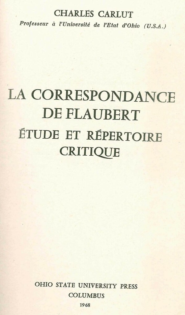La Correspondance de Flaubert