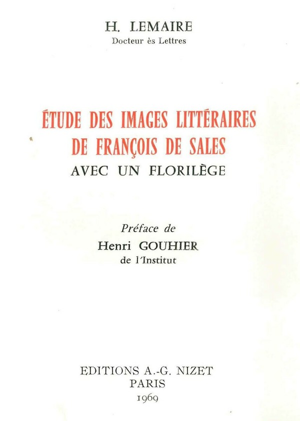 Études des images littéraires de François de Sales