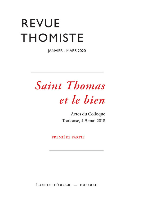 Revue thomiste - N°1/2020