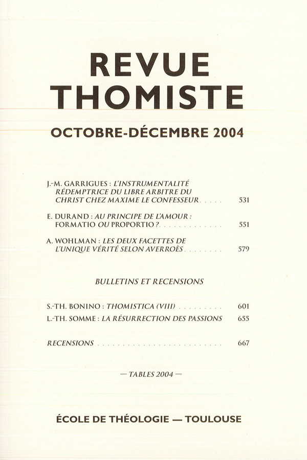 Revue thomiste - N°4/2004