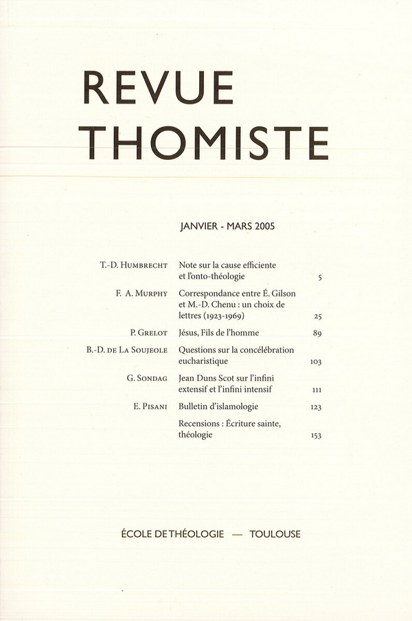 Revue thomiste - N°1/2005