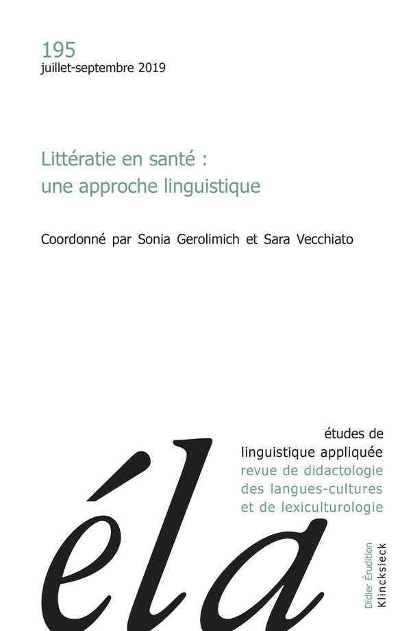 Études de linguistique appliquée - N°3/2019