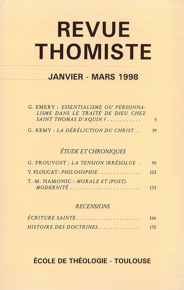 Revue thomiste - N°1/1998