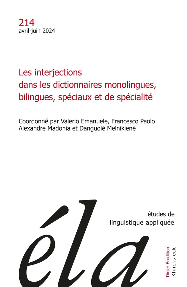 Etudes de linguistique appliquée - n°2-2024