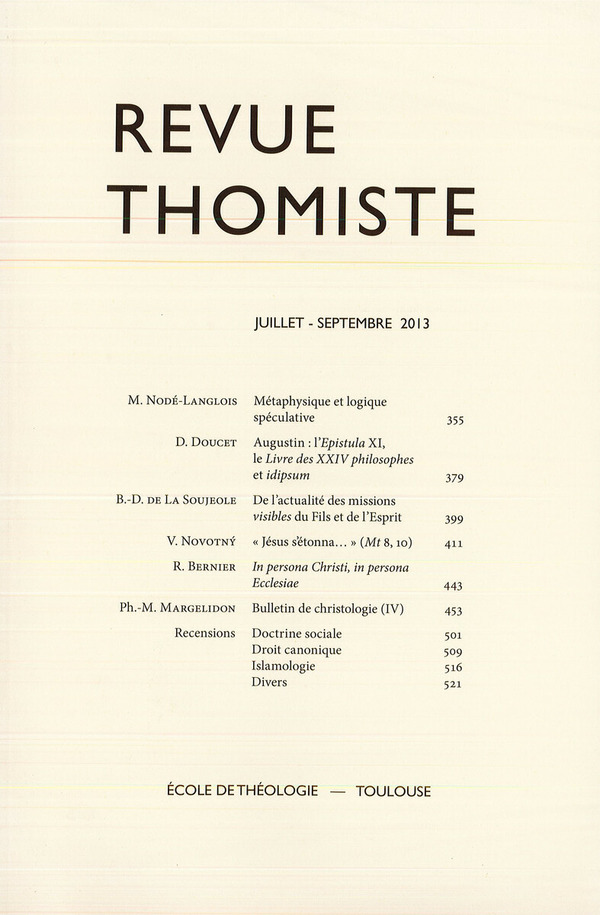 Revue thomiste - N°3/2013