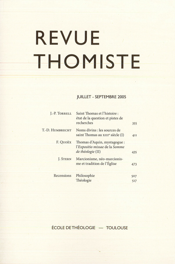 Revue thomiste - N°3/2005