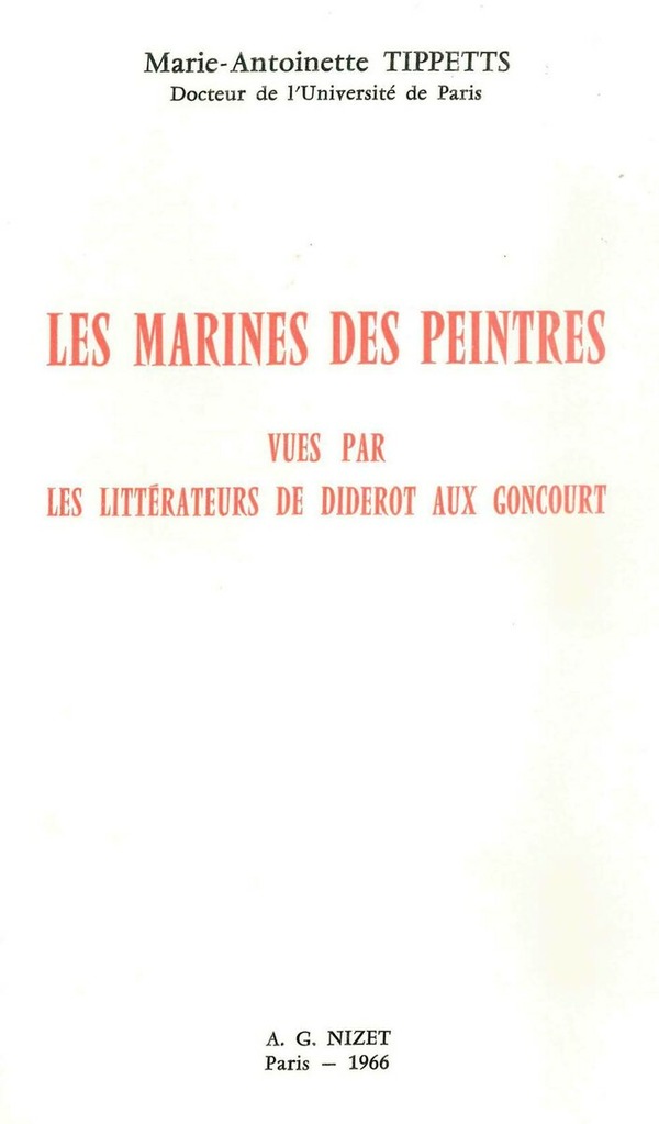 Les Marines des peintres vues par les littérateurs de Diderot aux Goncourt
