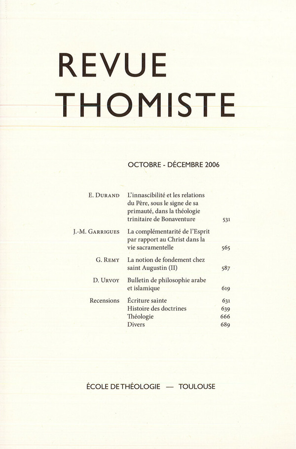 Revue thomiste - N°4/2006