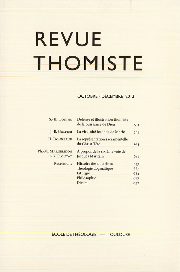 Revue thomiste - N°4/2013
