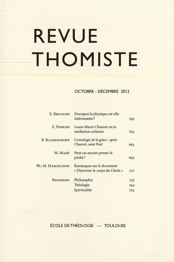 Revue thomiste - N°4/2012