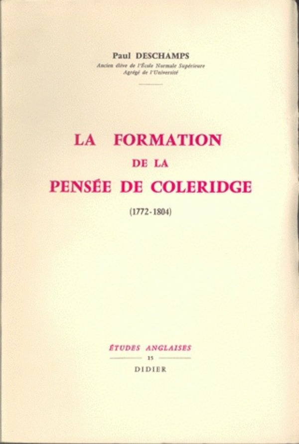 La Formation de la pensée de Coleridge (1772-1804)