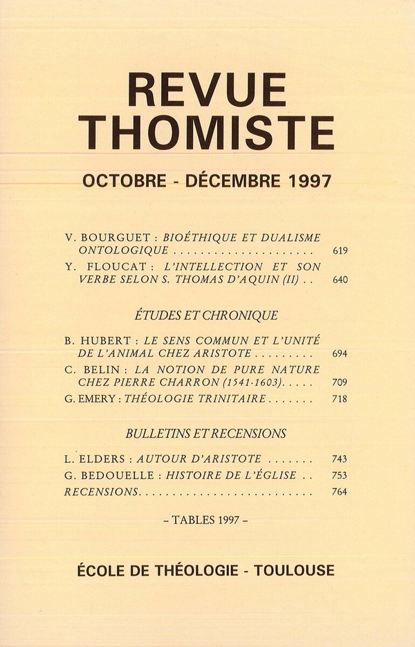 Revue thomiste - N°4/1997