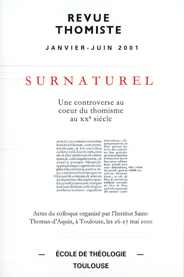 Revue thomiste - N°1 et 2/2001