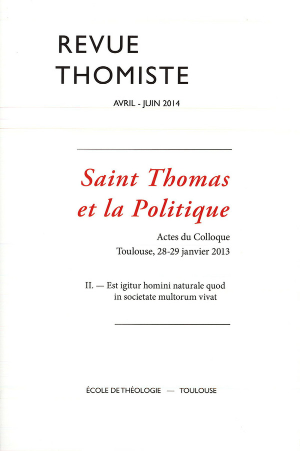 Revue thomiste - N°2/2014