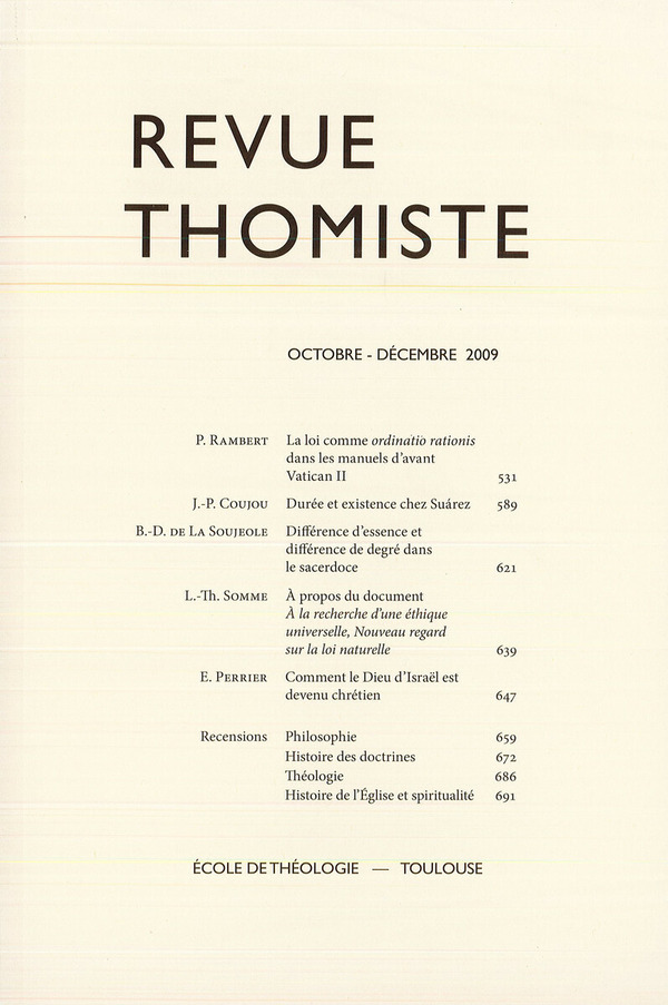 Revue thomiste - N°4/2009