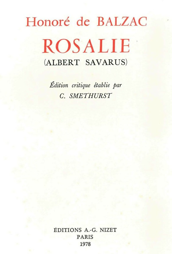 Rosalie (Albert Savarus)