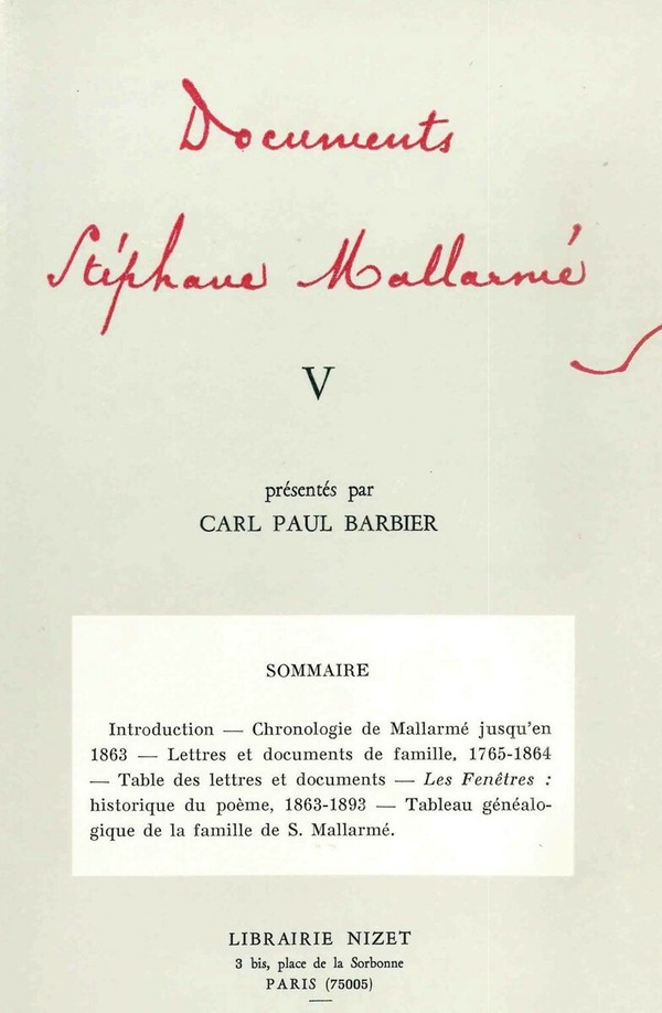 Documents Stéphane Mallarmé V