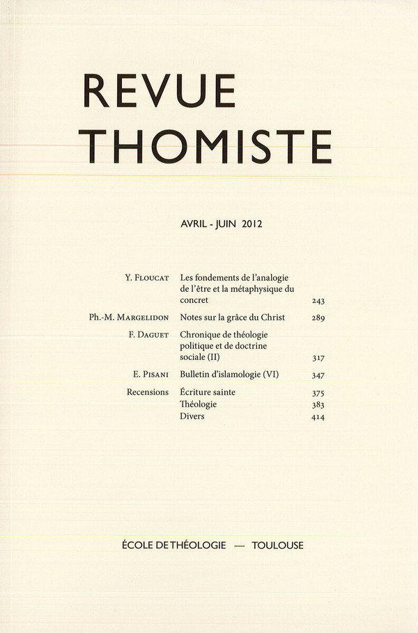 Revue thomiste - N°2/2012