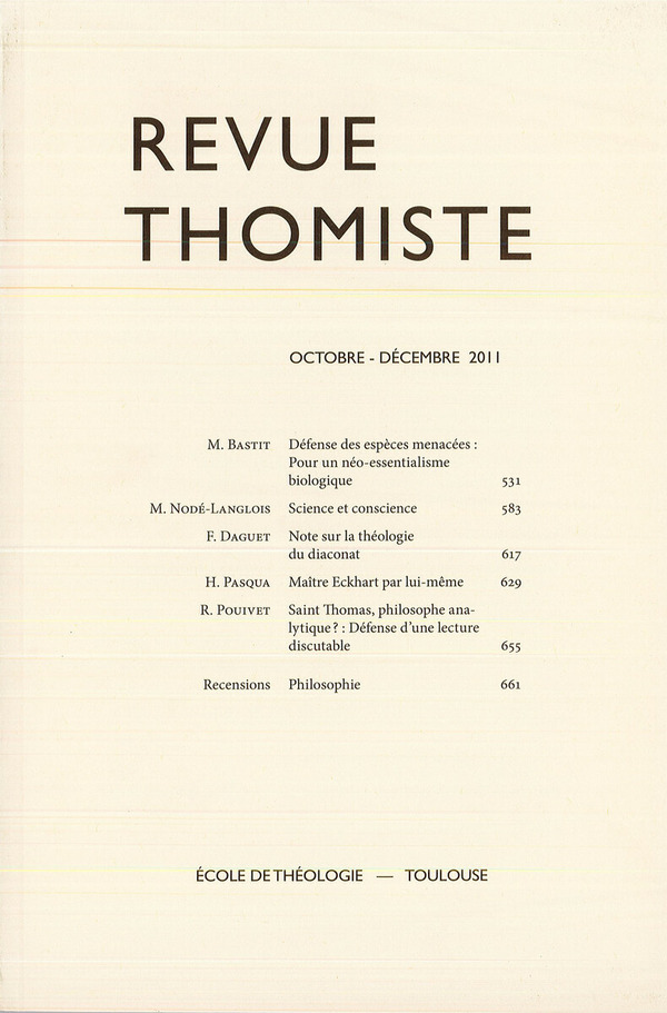 Revue thomiste - N°4/2011