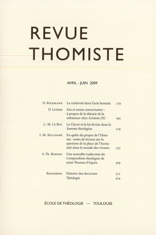 Revue thomiste - N°2/2009