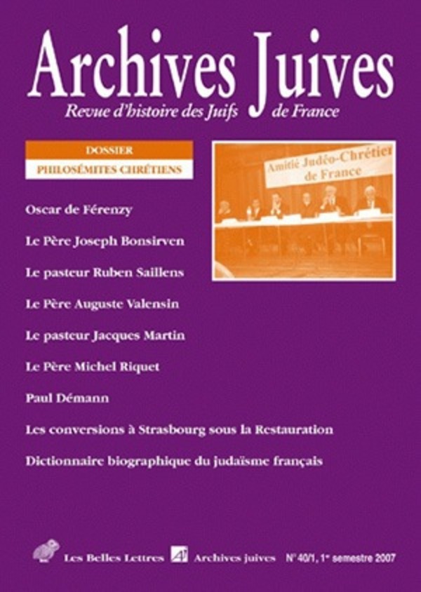 Archives juives n°40/1