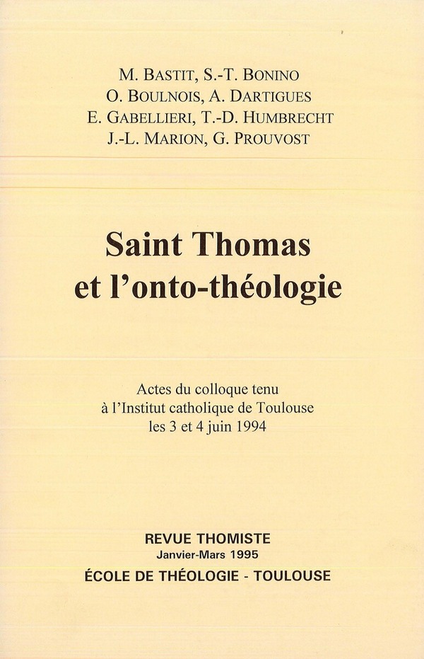 Revue thomiste - N°1/1995
