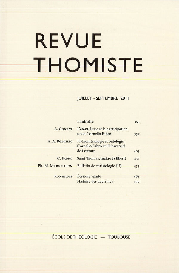 Revue thomiste - N°3/2011