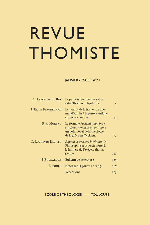 Revue thomiste - N°1/2023