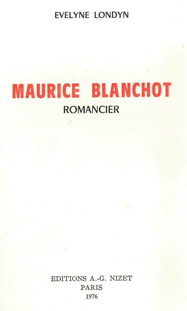 Maurice Blanchot romancier