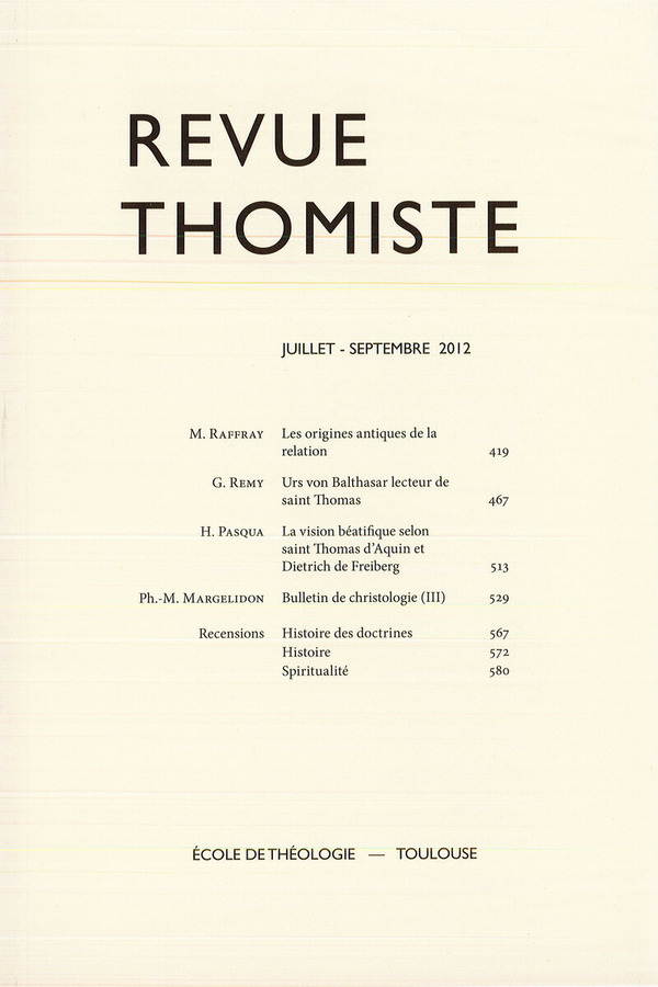 Revue thomiste - N°3/2012