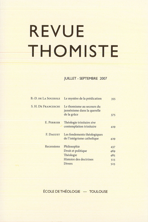 Revue thomiste - N°3/2007