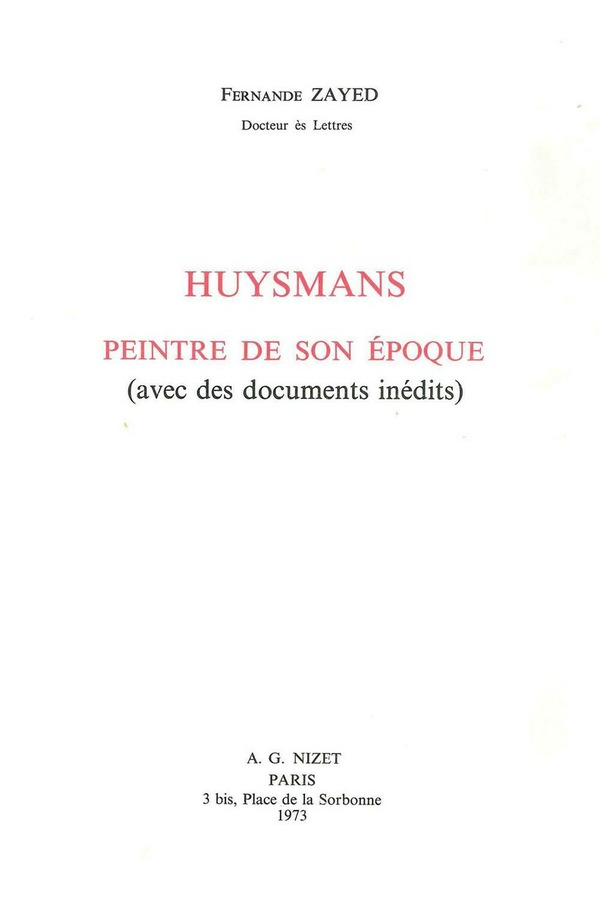Huysmans, peintre de son époque